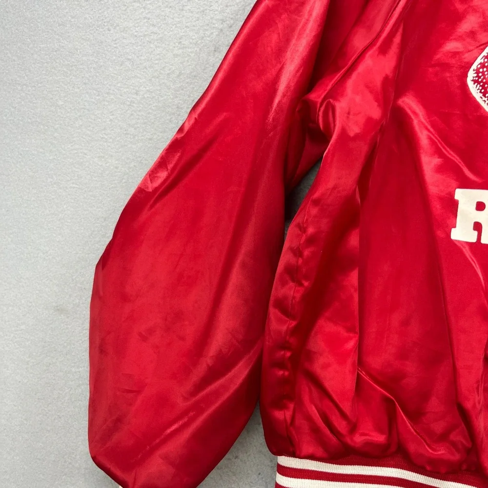 Vintage Vienna Raiders Varsity Jacket Mens L Red Satin Football Bomber USA Made